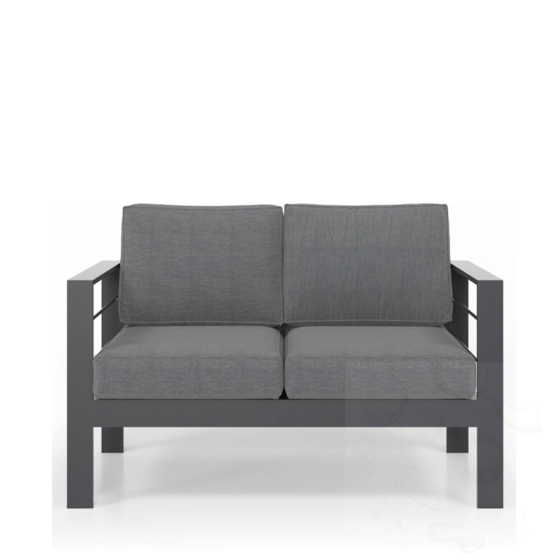 2-seat Patio Sofa with Cushions, Gray, Gray