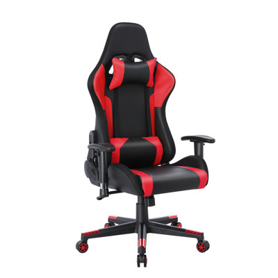 Inbox Zero Adjustable Reclining Ergonomic Faux Leather Swiveling PC & Racing Game Chair with Built-in Speakers