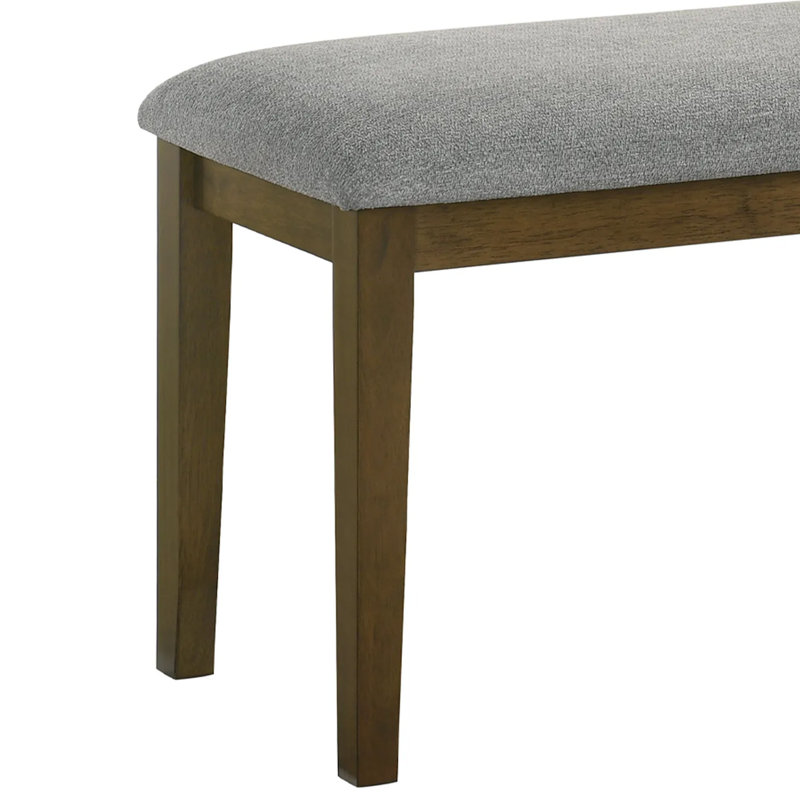 Banc de salle à manger Lyoi, siège rectangulaire en tissu gris de 47 po, bois brun