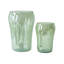S / 2 vases décoratifs en verre vert avec motifs de visage