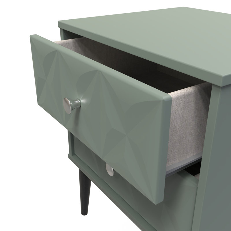 Fully Assembled Gitschier 2 DrawerÂ Bedside Table, Green, Green