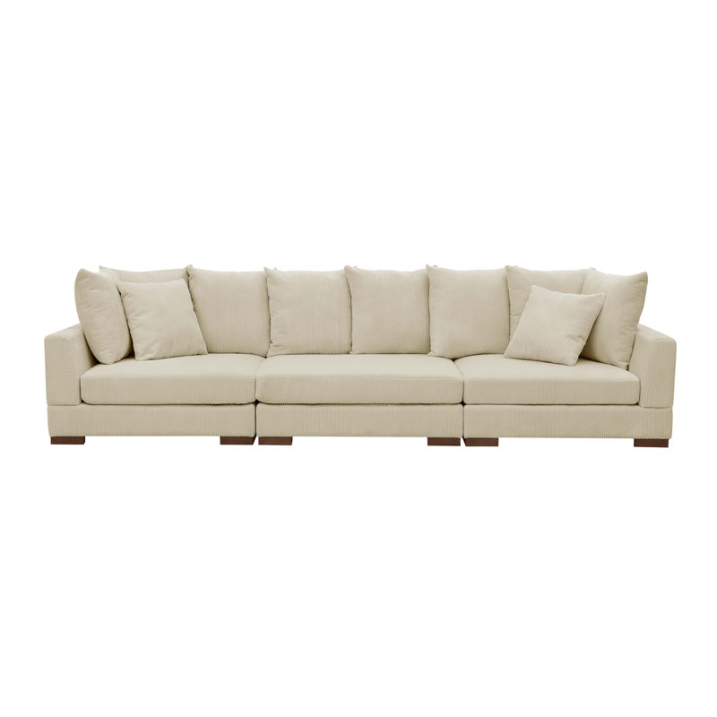 Aulikki 135'' Square Arm Sofa, Cream