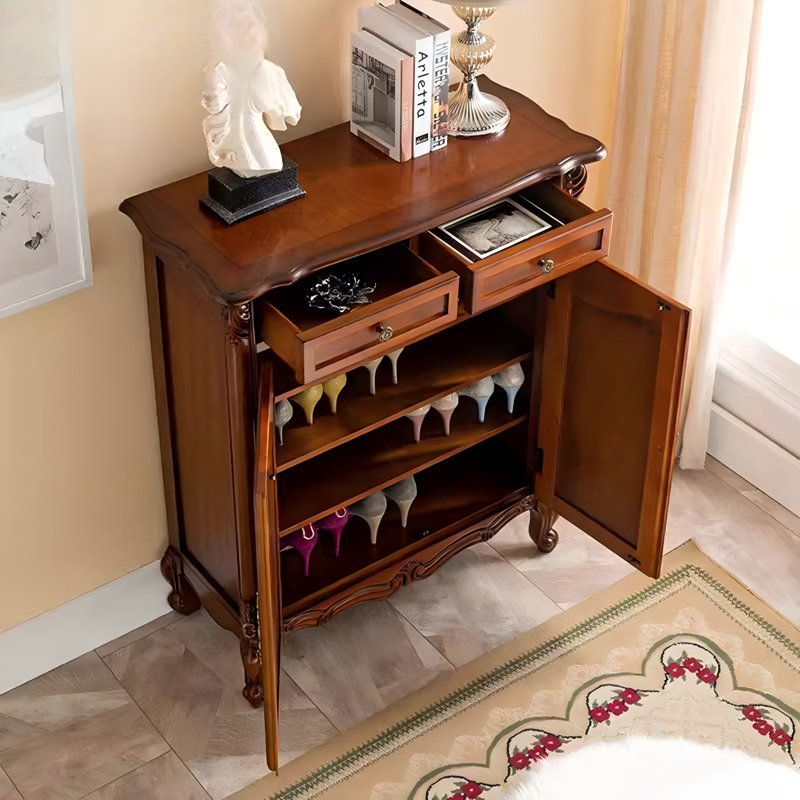 35.43" Brown Solid wood Birch Shoe Storage