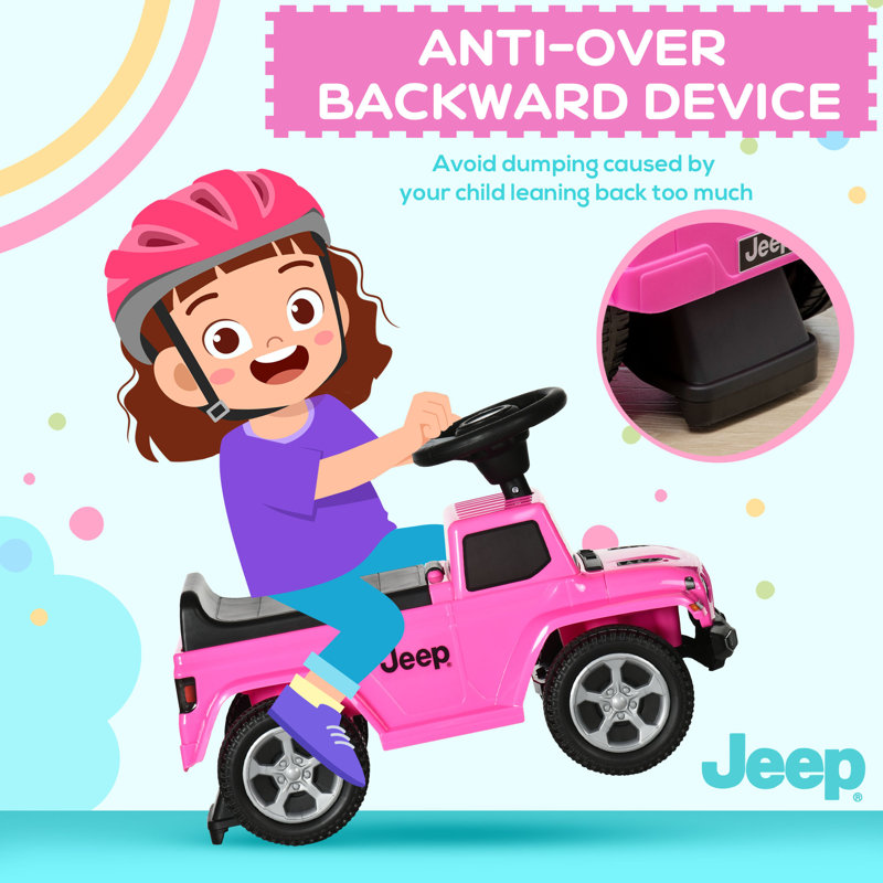 Pink Toddler Ride-On Jeep with Engine Sounds and Storage