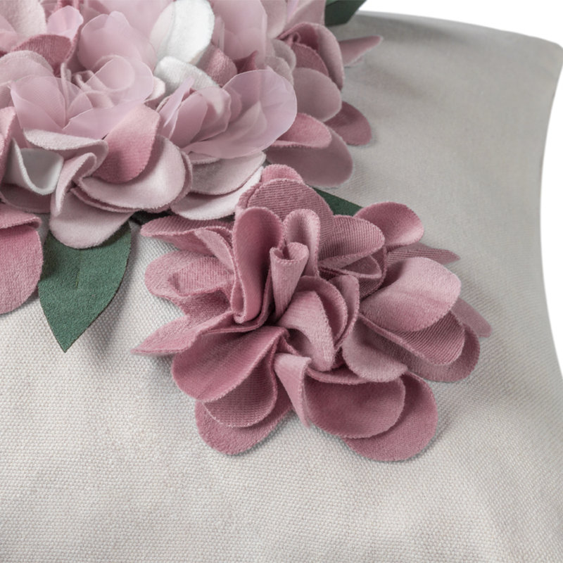  Housse de coussin en toile appliquée, Rose / blanc