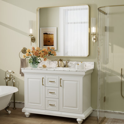 Aevar Tempered Glass and Aluminum Alloy Framed French Cleat Mounted Wall Mirror