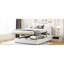 Lit plateforme blanc avec rangement hydraulique et molleton confortable - Système élégant rembourré pour grand lit-1840006871