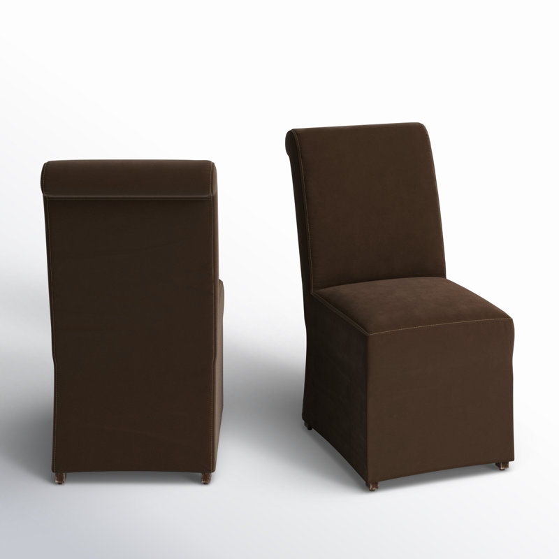 Chaise parsons rembourrée en coton Sela, Brun