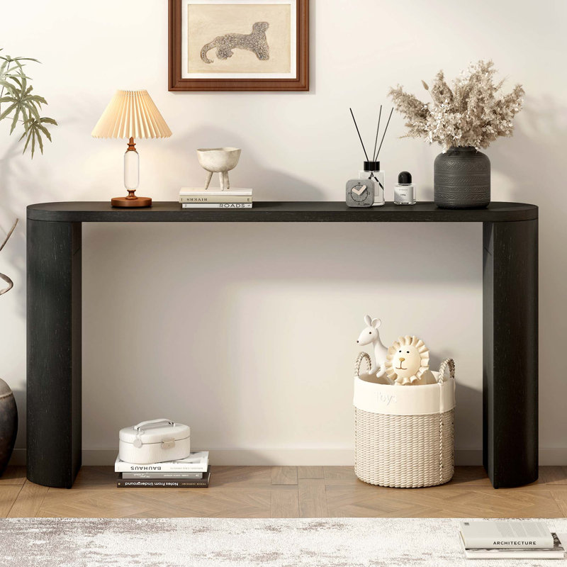 Table de véranda simple de style moderne, pieds semi-cylindriques, Noir