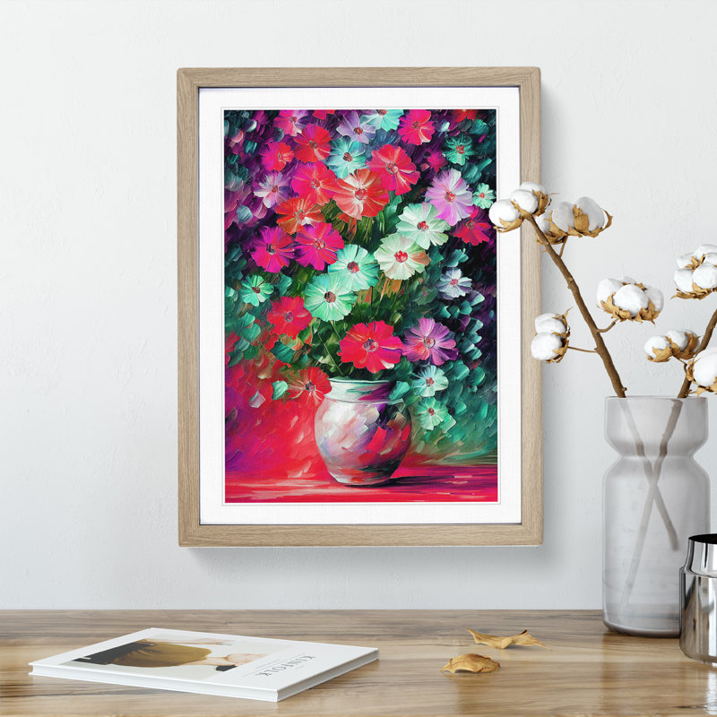 Vase Of Flowers No.2 - Wall Art, 48cm H x 36cm W, Oak Picture Frame, White