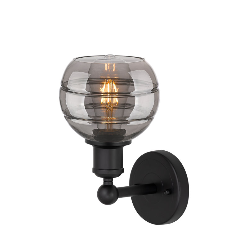 Applique murale 8 lumières Edison Bienes, Noir mat, H 10,13 po x l 5,88 po x P 7,44 po, Gris fumée clair