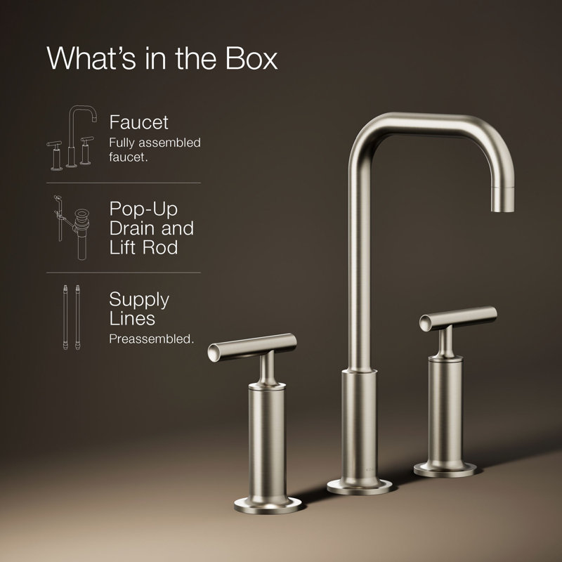 Purist Widespread Bathroom Faucet, Vibrant Brushed Nickel