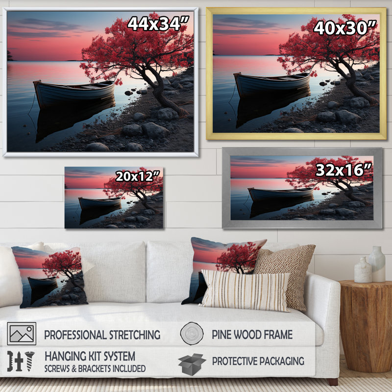 Coastal Twilight I - Nautique et plage, art mural, salon, H 30 po x l 40 po x P 1,5 po, Cadre naturel flottant