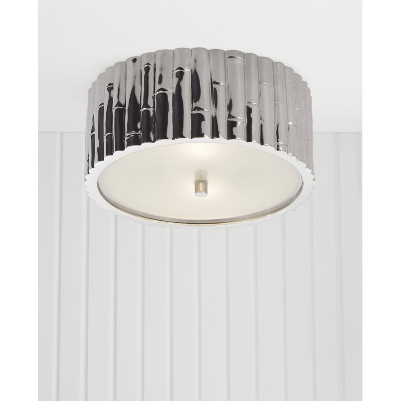 Alexa Hampton Frank Small Flush Mount, 4.75" H x 15" W x 15" D, Polished Nickel, 3 - Lights