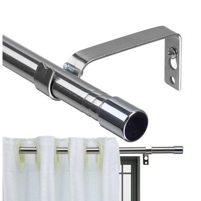 Curtain Poles 76-116 Cm For Windows, Curtain Pole Set With Brackets