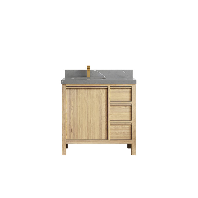 Chêne Elizabeth 36 po X P 22 po De salle de bain Piatra, Gris Piatra