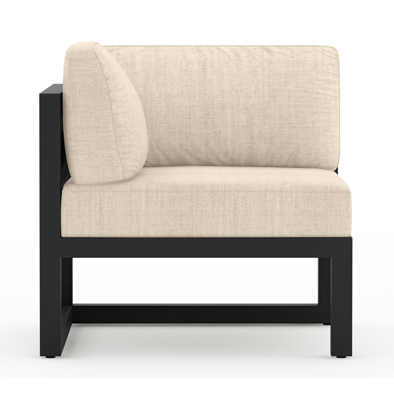 Avion Patio Chair with Sunbrella Cushions, Canvas Flax Sunbrella® Canvas, Black