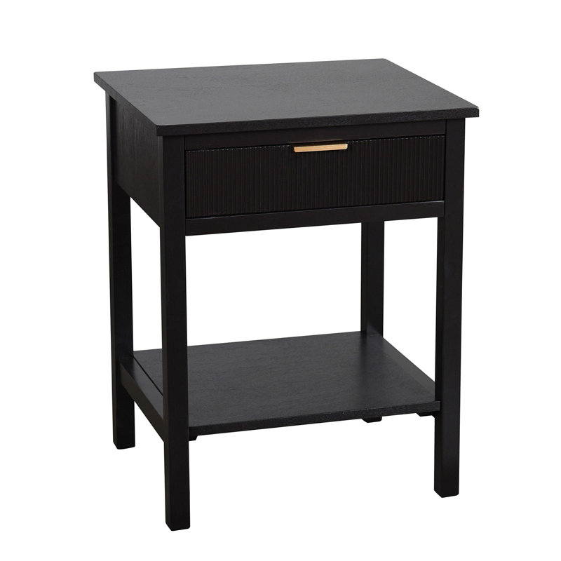 Roter End Table with Storage, Black