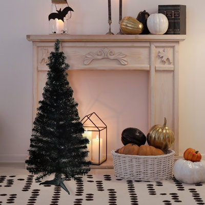 Arbre de Noël artificiel mince 4 pi x 24 po noir Tinsel - non éclairé