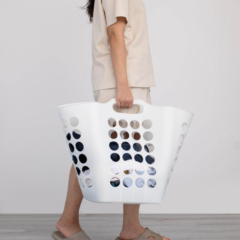 Flexible Plastic Laundry Basket - Square Storage Hamper With Side Handles For Easy Carrying - Versatile Organizer For Laundry, And Household Storage, 50 Litter