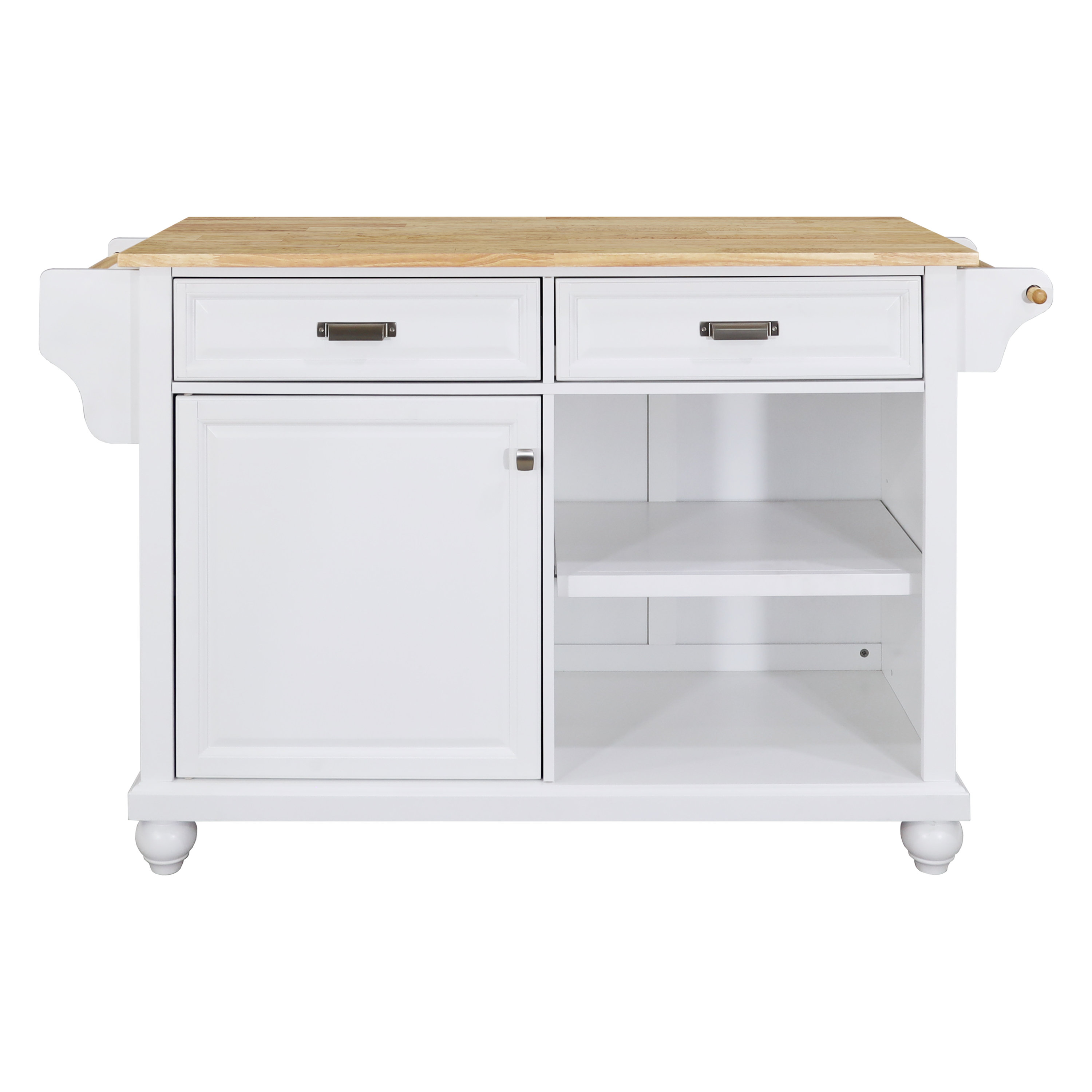 Red Barrel Studio® Zykera Solid Wood Kitchen Island with Drop Leaf ...