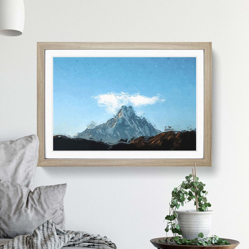 Fishtail Mountain in Nepal in Abstract - Picture Frame Graphic Art Print, 27cm H x 36cm W x 2cm D, Oak Framed