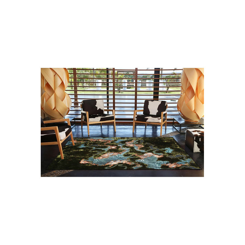 Black Patterned Base Washable Rug, Rectangle 3'3" x 4'11" Rug Pad Included