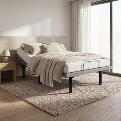 Black and Grey California King Adjustable Bed Base With Head and Foot Position Adjustments