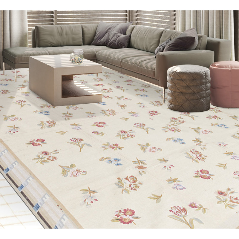 Aubusson Renaissance Flatweave Wool Floral Area Rug