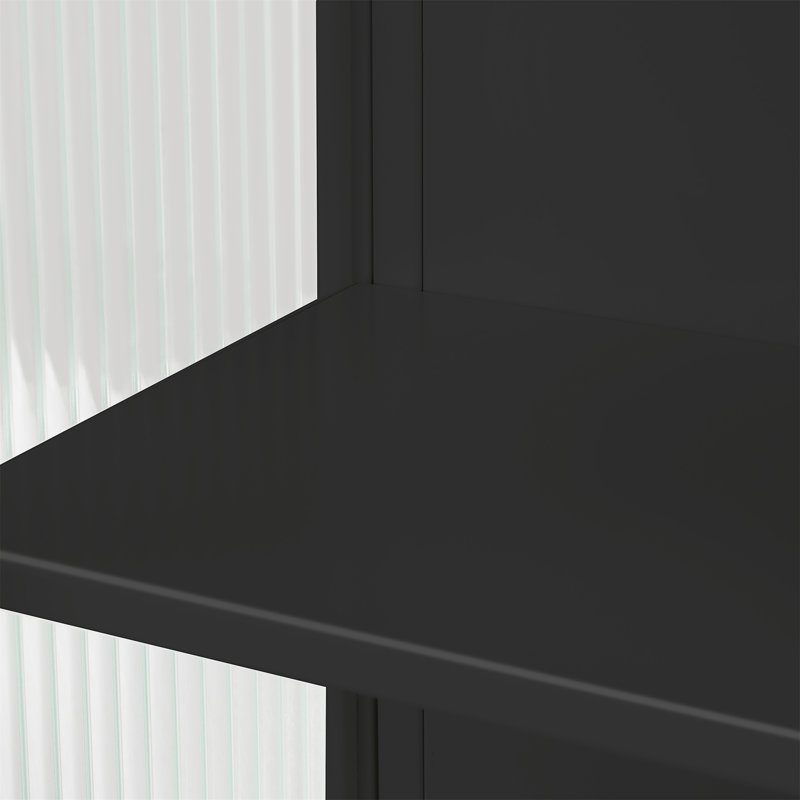 Larock Glass+Metal Wall-mounted Bathroom Cabinet,Wall Cabinet, Black