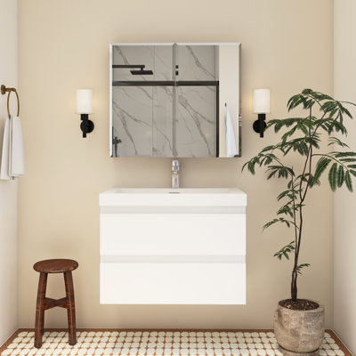 Wall-Mounted Bathroom Vanity With Resin Basin