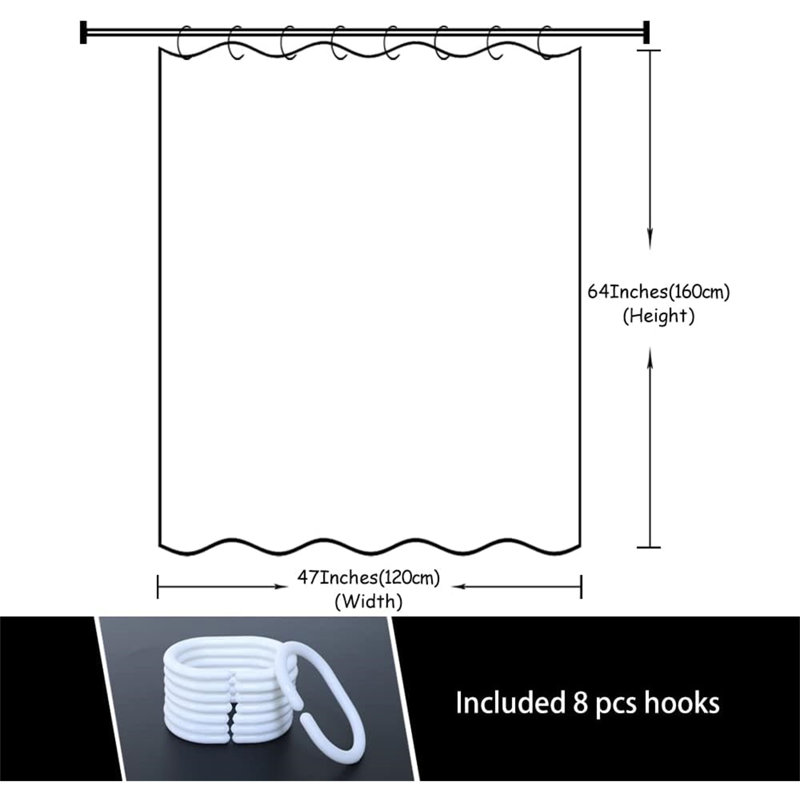 Mountain RV Shower and Bath Curtain with Camper Design - Waterproof Forest Pattern, Fabric Decor Set with Hooks - Grey Black, 47x64 Inches