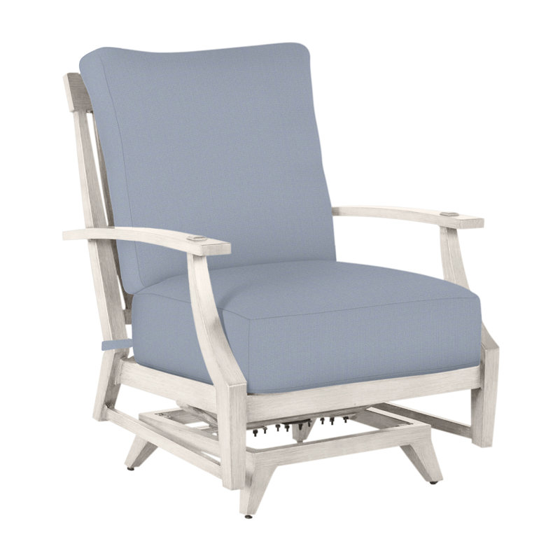 Croquet Aluminum Spring Lounge - Slate Gray, Slate Gray, No Welt, Arbor Chambray Dove Sunbrella®