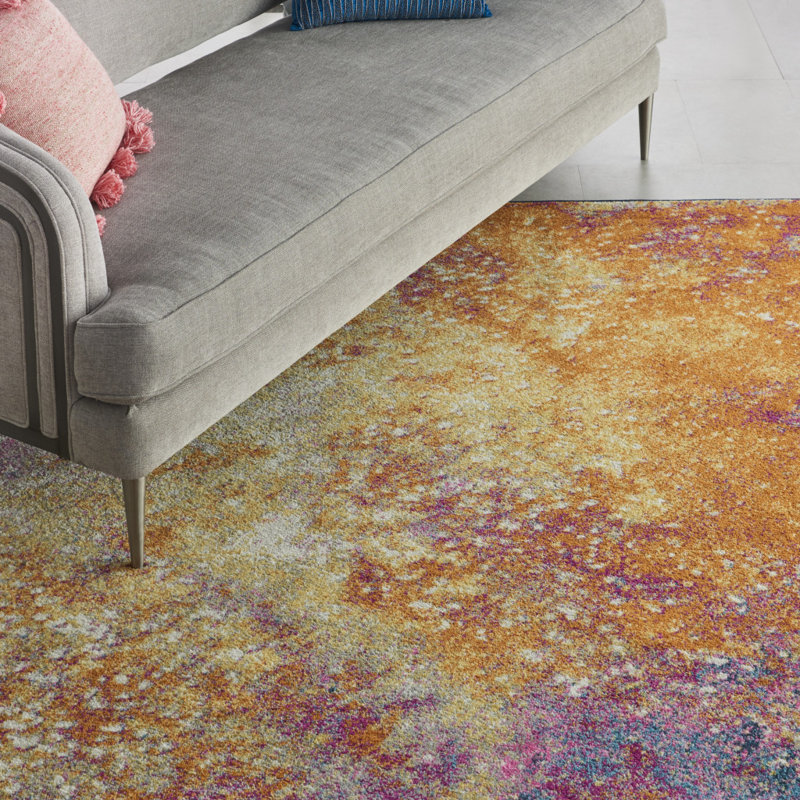 Tapis bleu tissé à la machine 6 pi x 9 pi