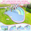Grand toboggan gonflable de 21,3 pi x 14,7 pi avec siège gonflable, piscine, pulvérisateurs, souffleur de 950 watts