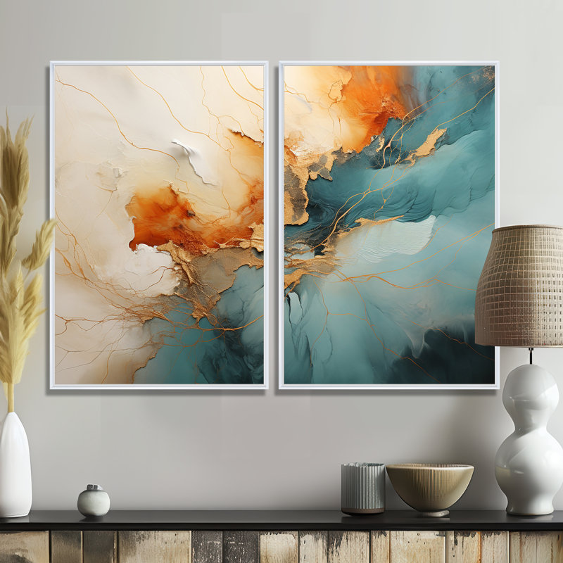 Ensemble de 2 grandes artères murales «Dams», 36" H x 48" W, Floater Framed Print, White