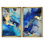 Bleu et or, art abstrait fluide de luxe - art mural sur toile, fractales abstraites bleues, ensemble de 2
