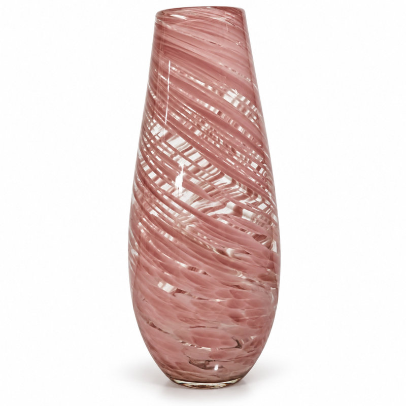 Vase de table contemporain en verre rose et doré 14 pouces pour le salon et la décoration moderne