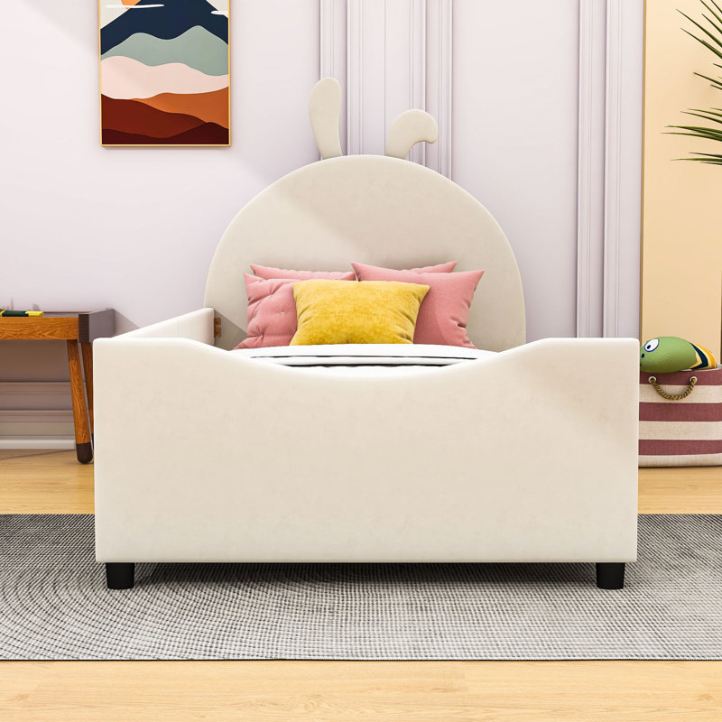 Layleen Upholstered Platform Bed, Beige