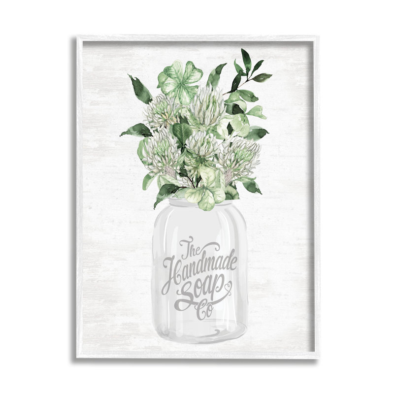 Herbal Blooms In Jar, impression sur bois encadrée et imprimée, Estampe numérique encadrée blanc bord de mer