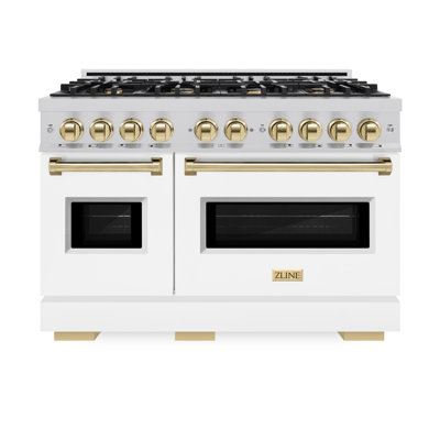 ZLINE Autograph Edition 48 in. 6.7 cu. ft. Classic Double Oven Gas Range with 8 Burner Cooktop