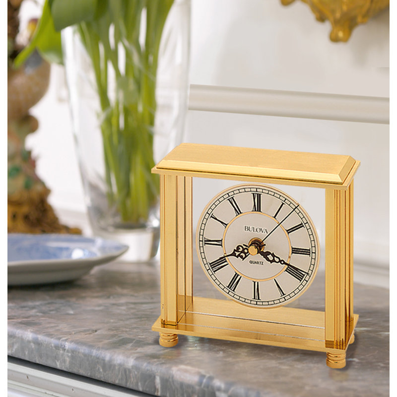 Analog Quartz movement / Crystal Tabletop Clock in Brass