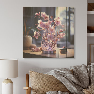 Harmony I - Violets, panneau mural sur bois de pin naturel