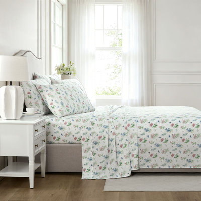 Lenox Printed 6-Piece Sheet Set, Butterfly Meadow Pink, Queen