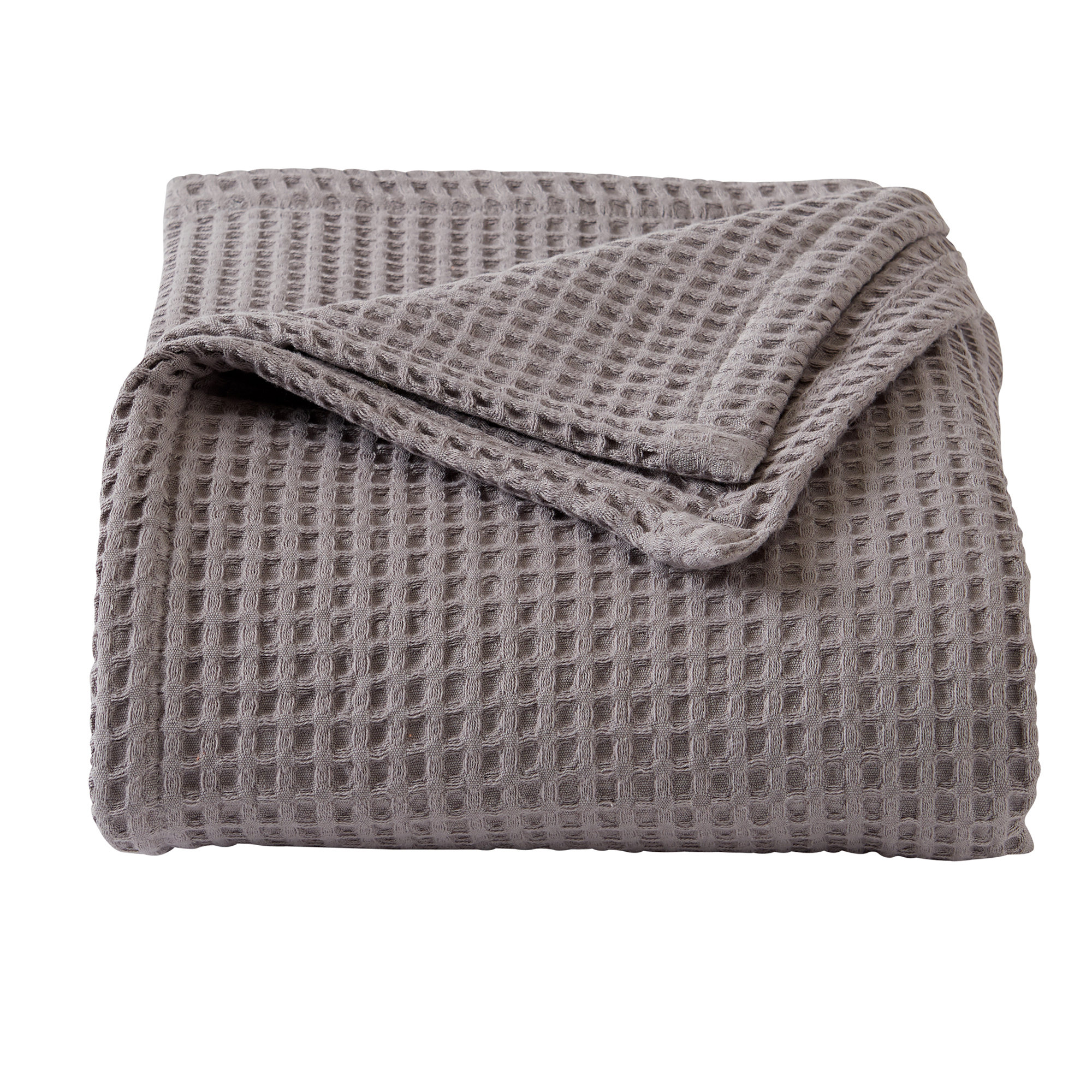 Vila Cotton Waffle Throw Blanket, Charcoal, Queen