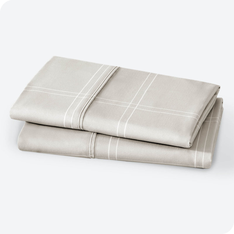 Geometric Microfiber Pillowcase, 2 Standard Pillowcases, Modern Plaid - Stone/White