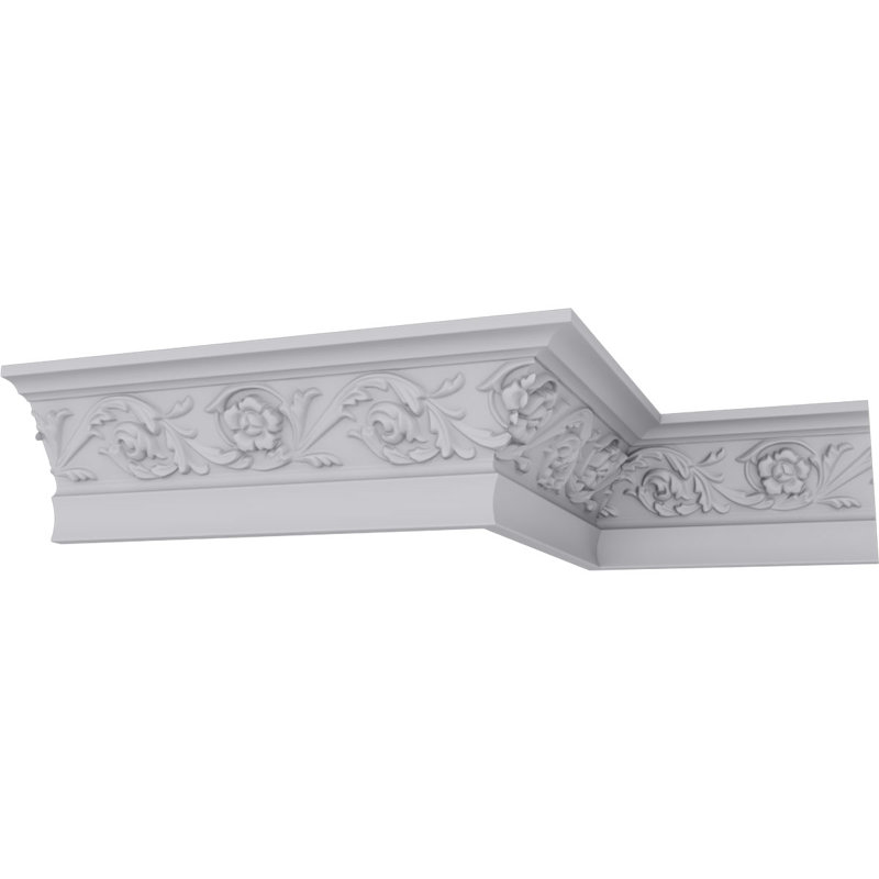 3 1/8"H x 2 1/8"P x 3 3/4"F x 94 1/2"L Floral Crown Moulding
