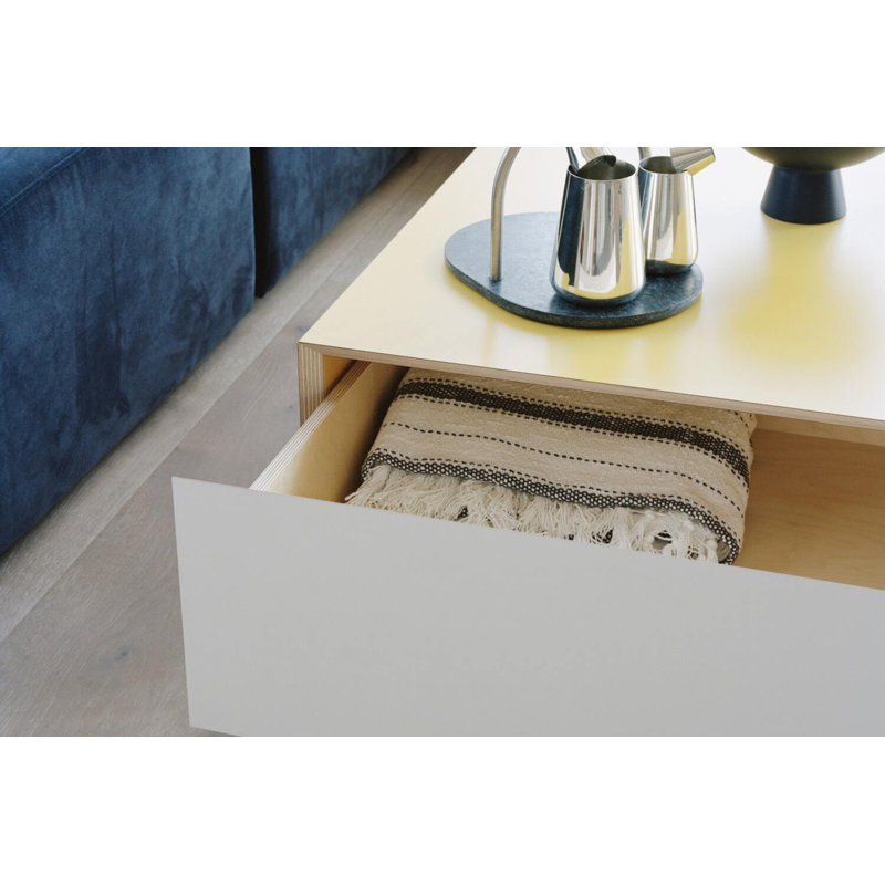 Bloc Coffee Table, Yellow/White, Yellow, 11" H  x 33" L x 33" W