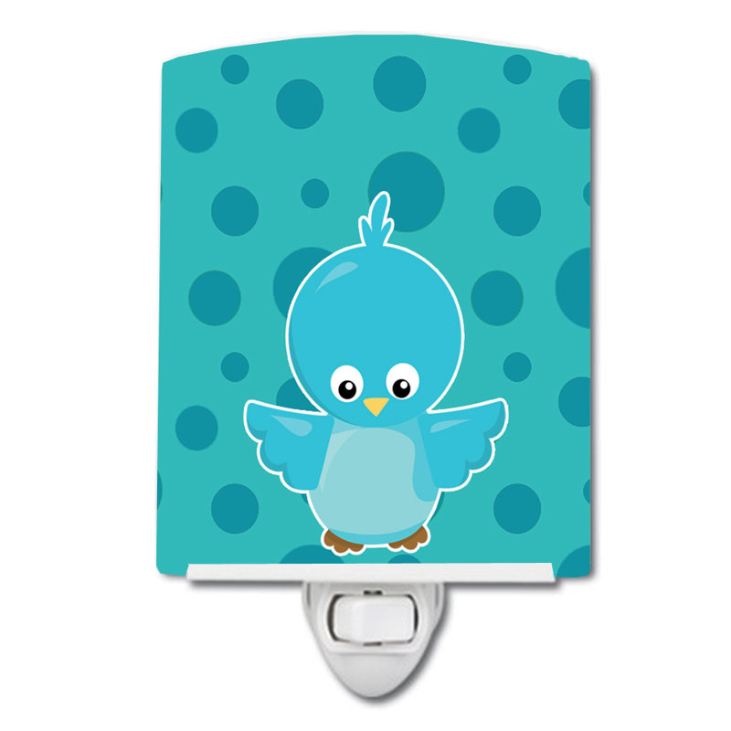 Éclairage de nuit en céramique oiseau coussin, Bleu