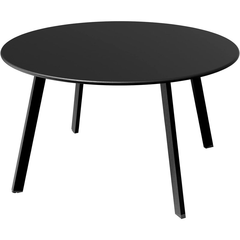 Black Round Steel Outdoor Coffee Table with Adjustable Feet